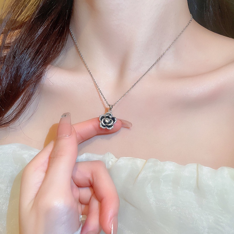 Bông Tai Mạ Bạc Hình Hoa Trà Đính Đá zircon Sang Trọng Thời Trang Cao Cấp