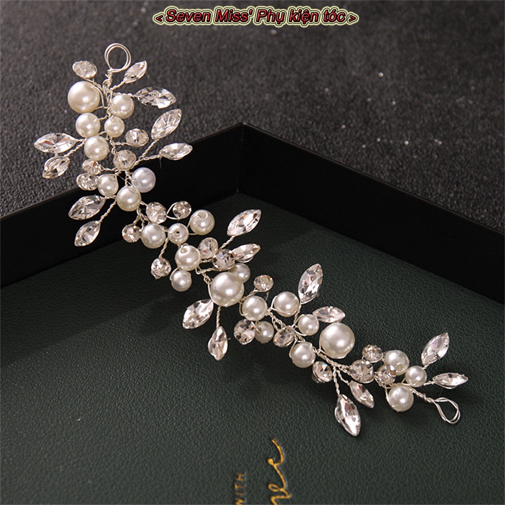 Băng Đô Cài Tóc Đính Đá Ngọc Trai Siêu Bền Sang Trọng Cho Cô Dâu