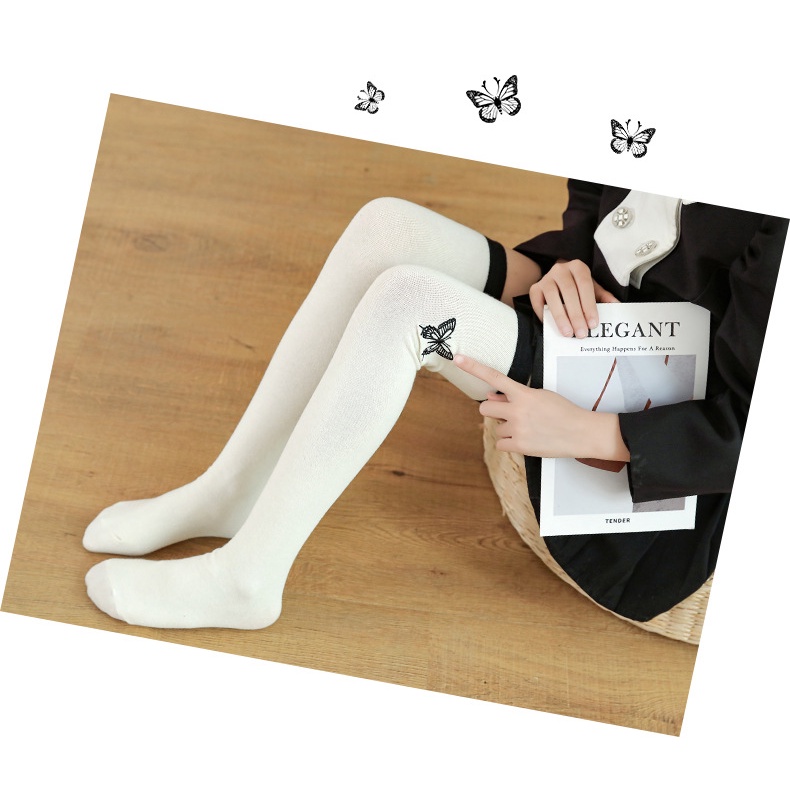 Trẻ em chân dài đến đầu gối cao vớ thêu hoa trà trung bình vớ cổ điển vớ trẻ em