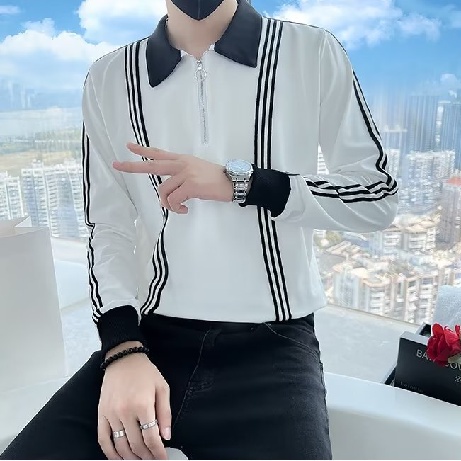 Áo Nỉ Dài Tay Cao Cấp Hoa Văn Kẻ Sọc Phối Khóa Kéo Thời Trang Dành Cho Nam