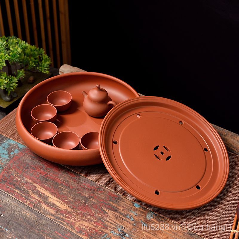 Khay Trà Bằng Đất Sét Tròn Nhỏ Màu Tím Truyền Thống Gia Đình chaozhou zhuni