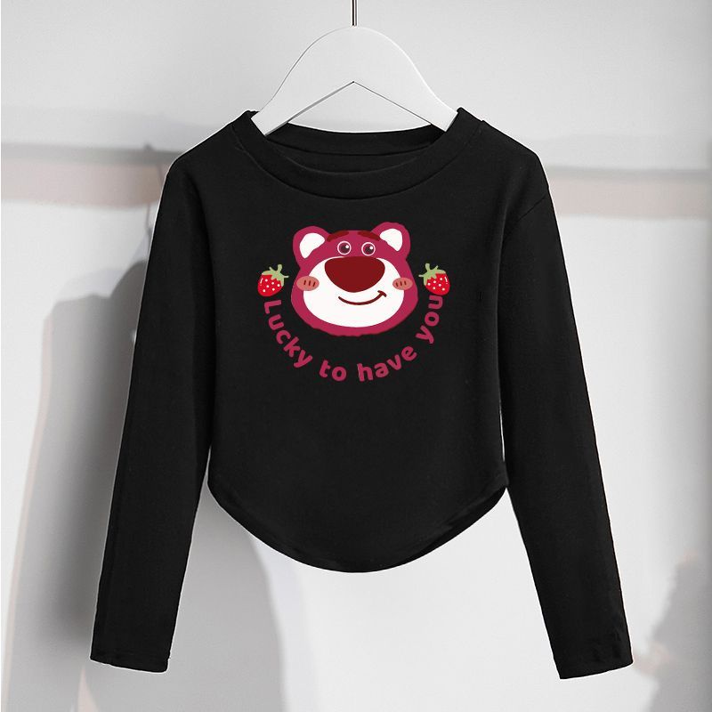 Áo Thun Tay Dài Phong Cách Hàn Quốc Thời Trang Xuân Thu Xinh Xắn Cho Bé Gái