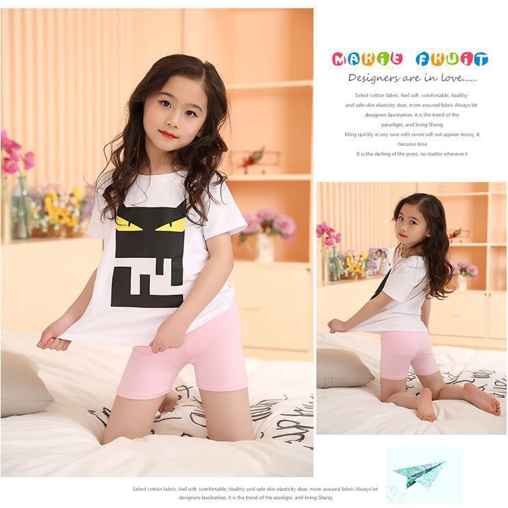 Ljmofa Quần Legging Ngắn Lưng Thun Thoải Mái An Toàn Cho Bé Gái 1-9 Tuổi