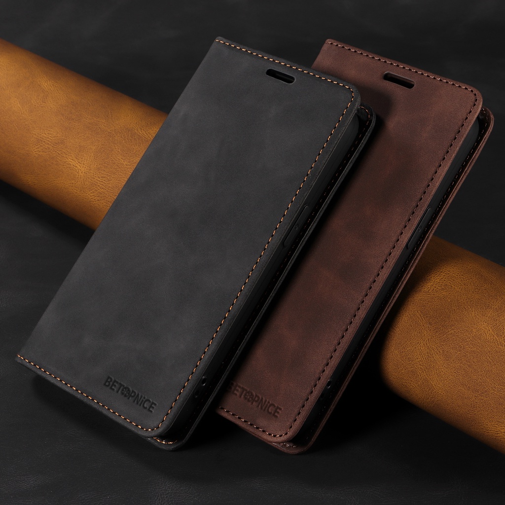 RFID Vỏ Cho OPPO Reno 10 Reno10 Pro+ A58 A98 A53s A94 A95 A74 A54 A1 Pro Bao Da Điện Thoại Kiểu Ví Gập Nam Châm Có Ngăn Thẻ