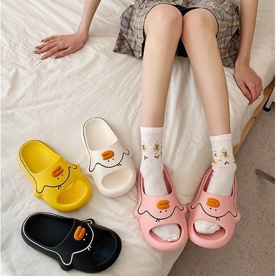 C-FOOT Dép Quai Ngang Họa Tiết Vịt Hoạt Hình Dễ Thương