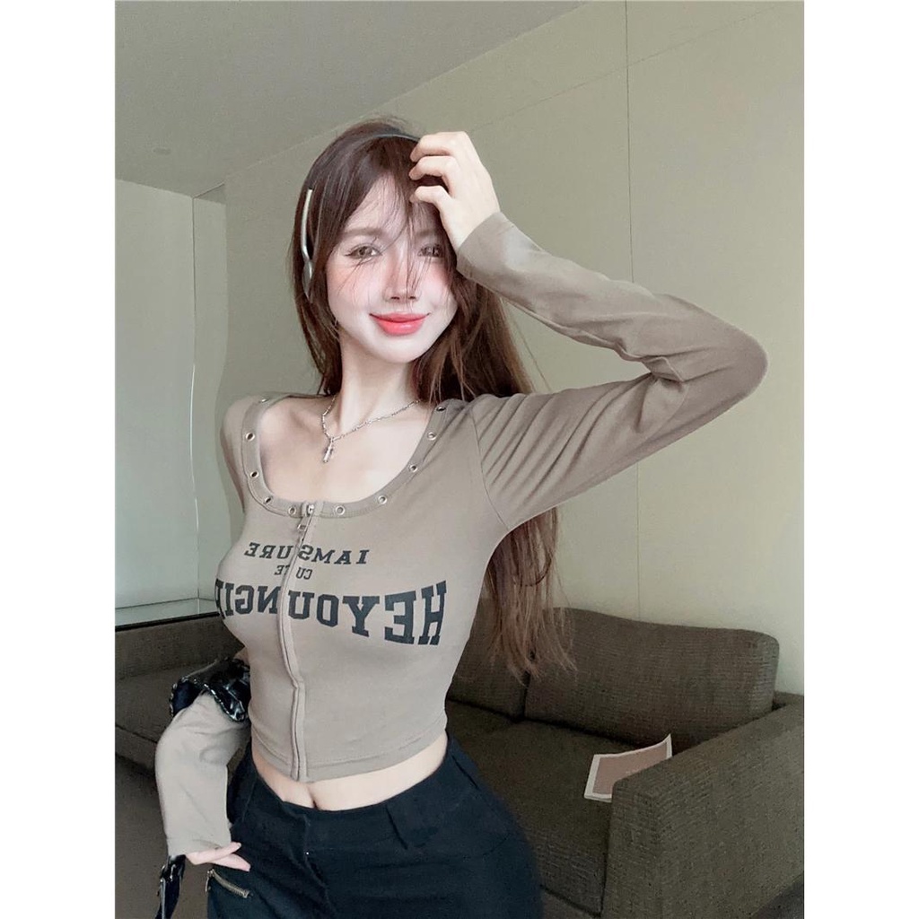 Áo Thun Nữ Cổ Chữ u Dài Tay Phong Cách Mới Mùa Thu 2023