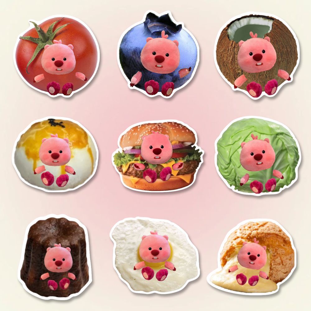 Bộ 50 Miếng Dán Trang Trí laptop ipad Chống Thấm Nước Hình Thức Ăn Vui Nhộn