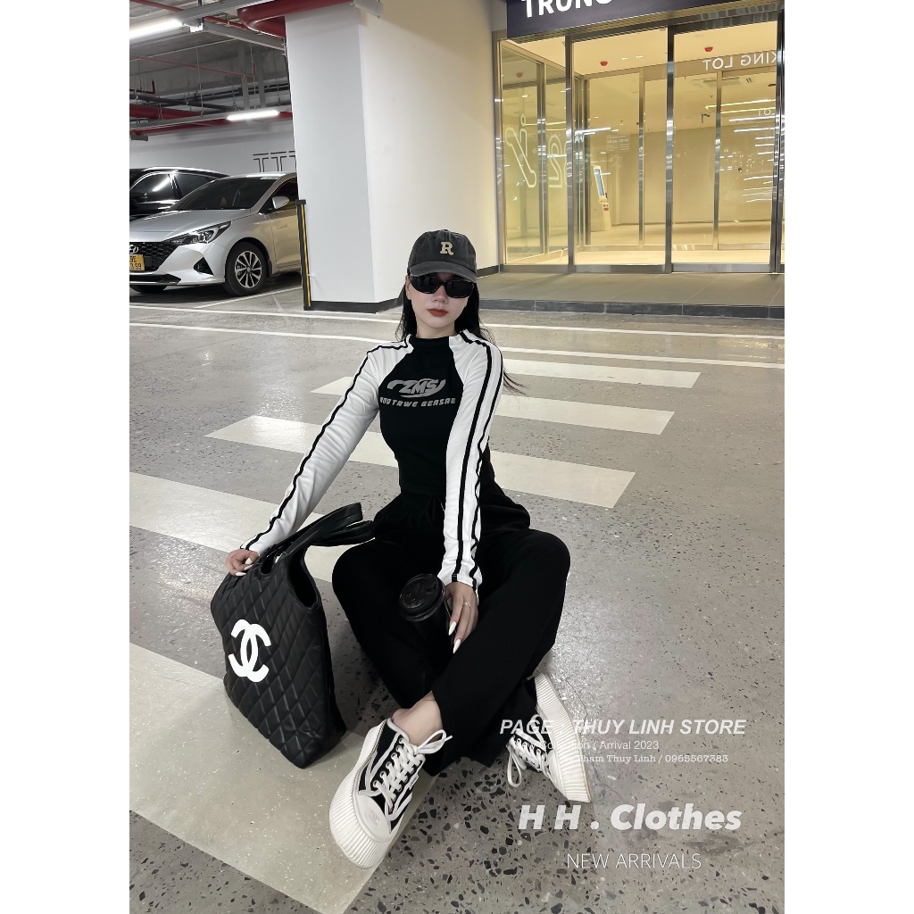 Set áo body phối tay sọc mix quần suông túi hộp siêu hot BN872CCC