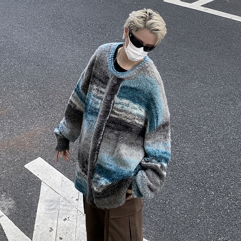 Áo Khoác Len cardigan Tay Dài Dáng Rộng Phong Cách Hàn Quốc Thời Trang Thu Đông Màu Sắc Thay Đổi Dành Cho Bạn Nam