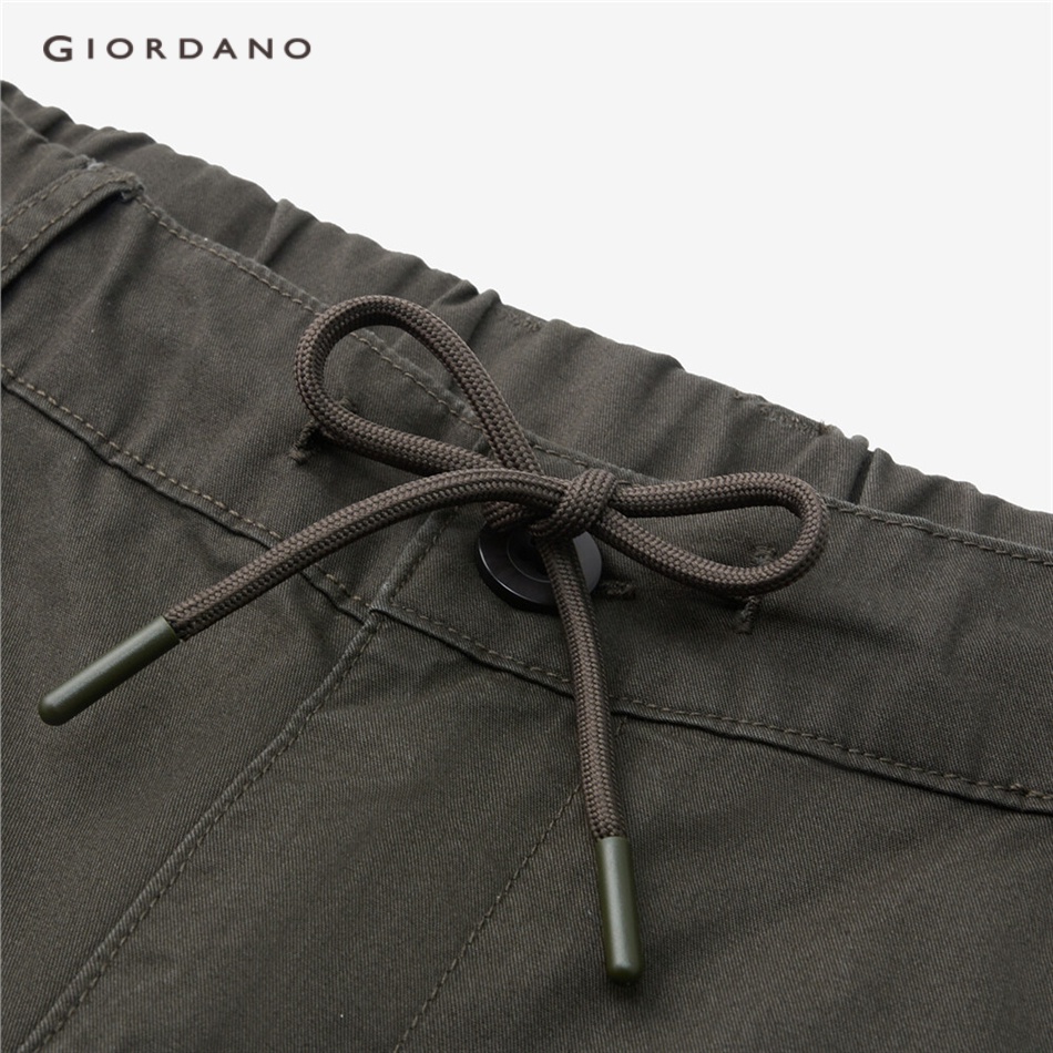 Quần short Nam GIORDANO Men Đùi thun Cạp chun bằng Vải hai mặt Thiết kế hình thêu người lướt sóng Màu thuận ống Rộng Mùa hè Thời trang  13101042