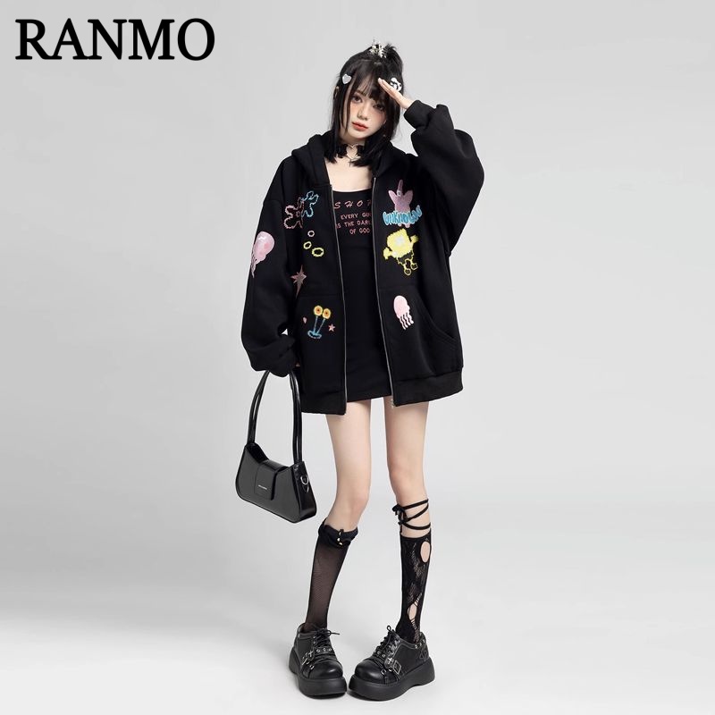 RANMO Áo Khoác hoodie áo khoác nữ zip hoodie Thời trang INS Phong cách chic A98J912 37Z230914 | BigBuy360 - bigbuy360.vn