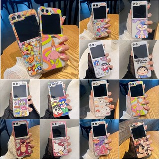 Bao Da Điện Thoại pc Cứng Nắp Gập Chống Sốc Màu Đen Nhám Họa Tiết Hoạt Hình Cho samsung galaxy z flip 5 slim flip5