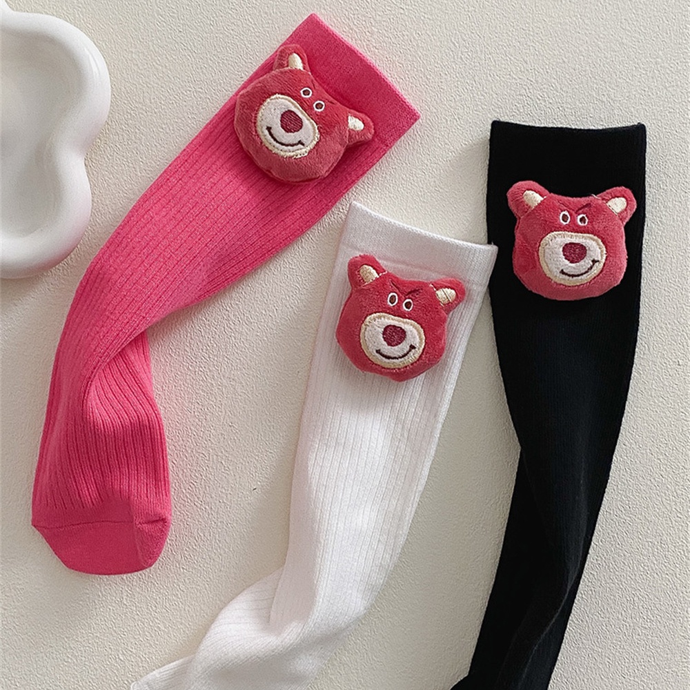 Vớ cotton Họa Tiết Gấu Và Dâu Tây Đáng Yêu Cho Bé