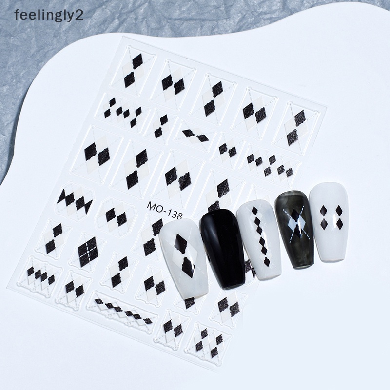 1 Tờ Nhãn Dán Trang Trí Móng Tay Tự Dính Họa Tiết Kẻ Ô 3d Màu Sắc caramel