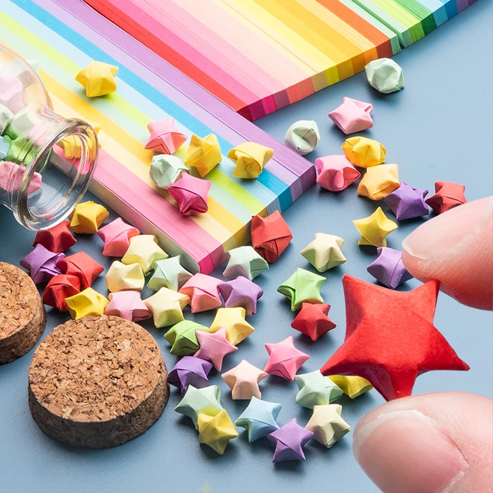Bộ 540 Tờ Giấy Gấp Sao origami Hai Mặt Nhiều Màu Sắc Dùng Làm Quà Tặng Cho Ngày Nhà Giáo