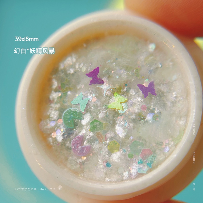 Sequin Trang Trí Móng Tay Hình Bướm Hồng Lấp Lánh Siêu Mỏng