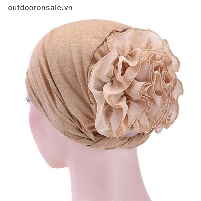 Khăn Trùm Đầu turban Co Giãn In Hoa Xếp Ly hijab Ấn Độ Cho Nữ