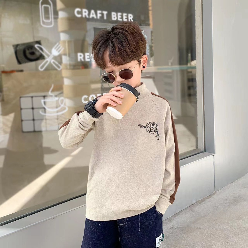 Áo Thun Tay Dài Cổ Cao Phong Cách Đức Thời Trang Thu Đông Mới Cho Bé Trai