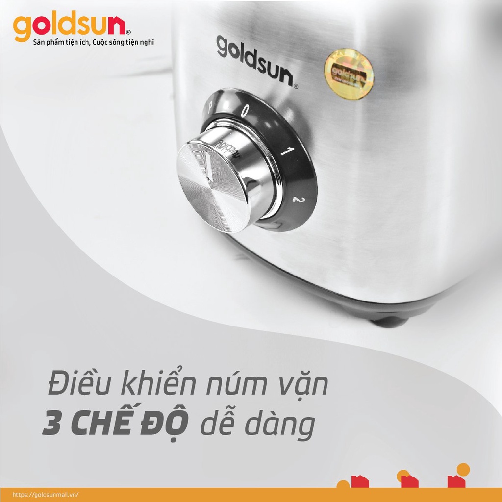 Máy xay sinh tố Goldsun GBL4140 công suất 500W 2 cối xay thủy tinh cao cấp lưỡi dao 6 cánh inox không gỉ, bảo hành 12T