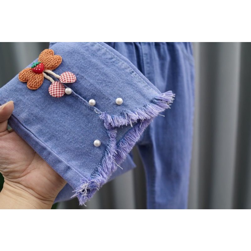 Quần jeans Ống Loe Lưng Cao Co Giãn Phong Cách Phương Tây Thời Trang Xuân Thu Mới Cho Bé Gái