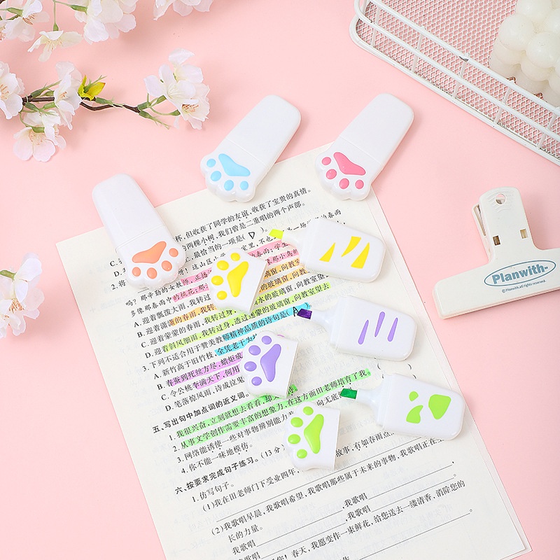 Bút chì màu Bút dạ quang bút đánh dấu Chân mèo dễ thương văn phòng phẩm đồ dùng học sinh quà  phần thưởng Văn phòng phẩm