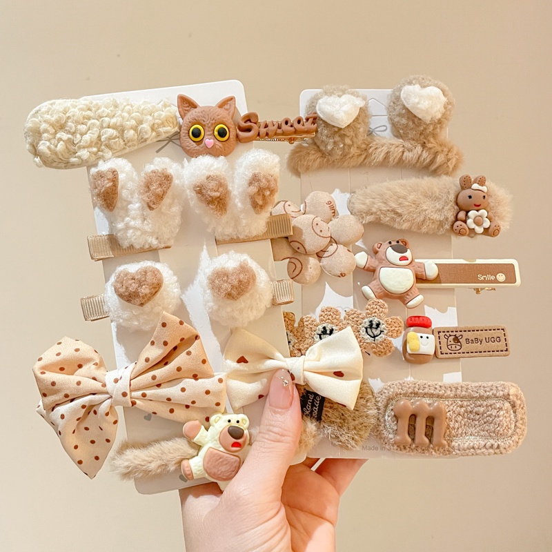 Kẹp Tóc Vải Lông Nhung Nhiều Màu Sắc Thời Trang Thu Đông Dành Cho Nữ