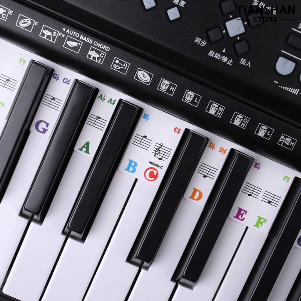 Tianshan Set 61 / 88 Miếng Dán Phím Đàn piano Trong Suốt Chống Xé Dễ Giặt Cho Bé