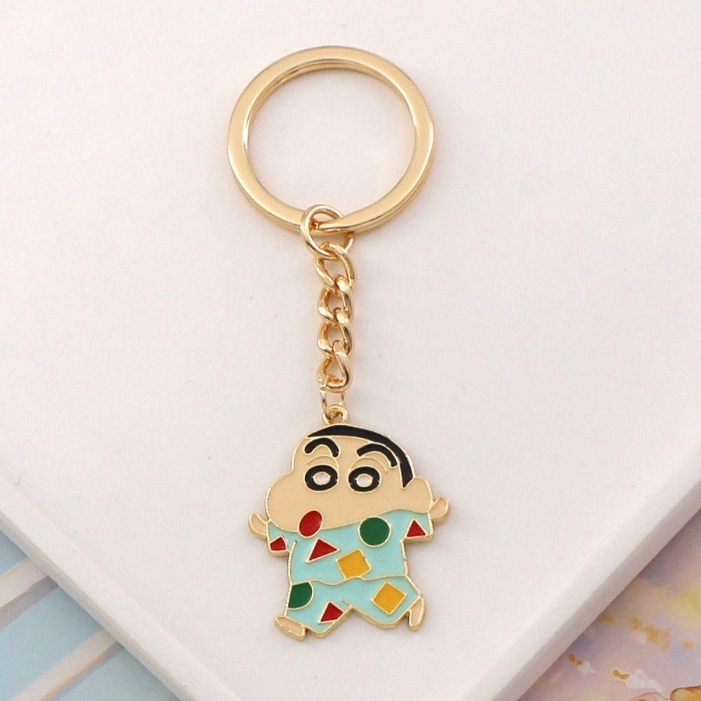 Móc khóa MMULCK kim loại hai mặt hình chú chó Shin-chan hoạt hình cho cặp đôi