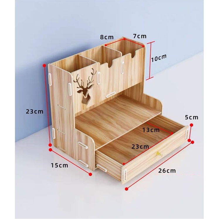 Tủ Gỗ Để Bàn Trang Điểm, Đựng Bút Mini Hình Hươu