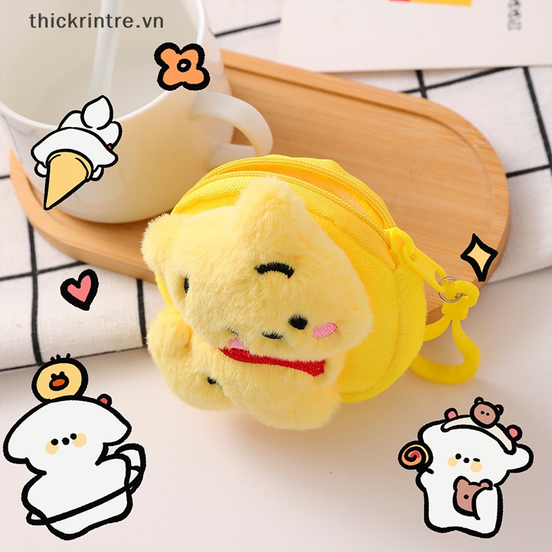 Ví Đựng Tiền Xu Hình hello kitty Gấu Dâu Tây Bằng Lông Nhung Dễ Thương Xinh Xắn
