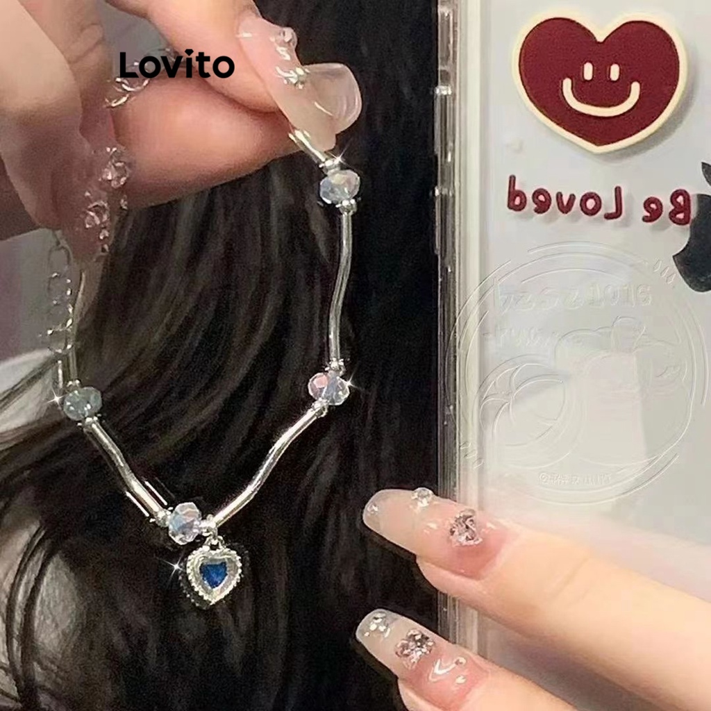 Lovito Vòng tay trái tim trơn đơn giản cho nữ LNA32734