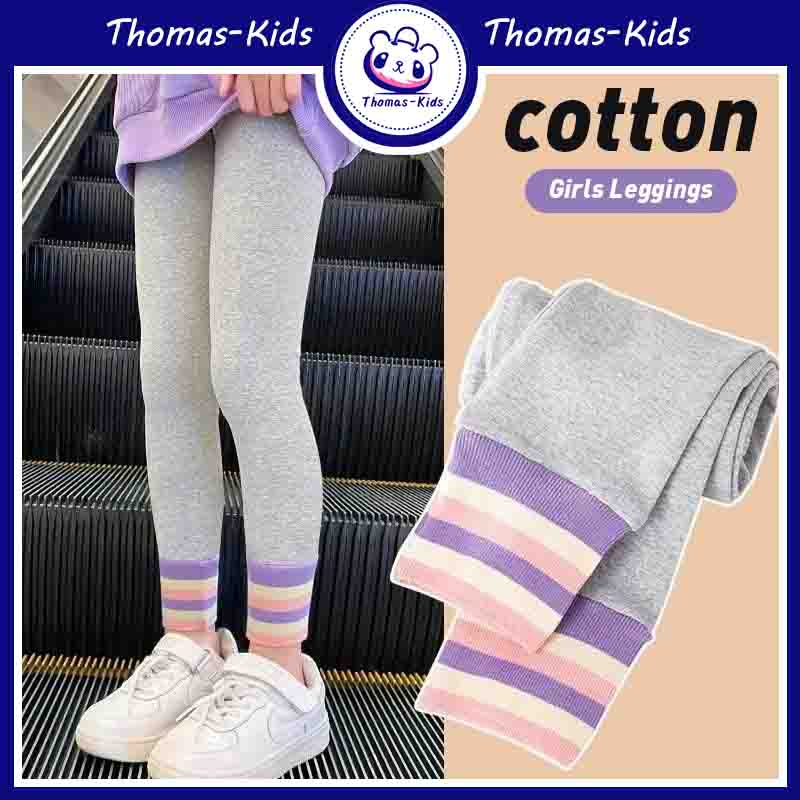 [thomas Kids] Quần Legging cotton Co Giãn Họa Tiết Sọc Cầu Vồng Dành Cho Bé Gái 3-10 Tuổi 12-25Kg