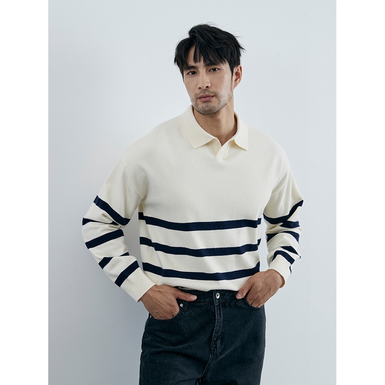 Áo sweater Dệt Kim Tay Dài Kẻ Sọc Màu Sắc Tương Phản Thời Trang Thu Đông Cho Nam