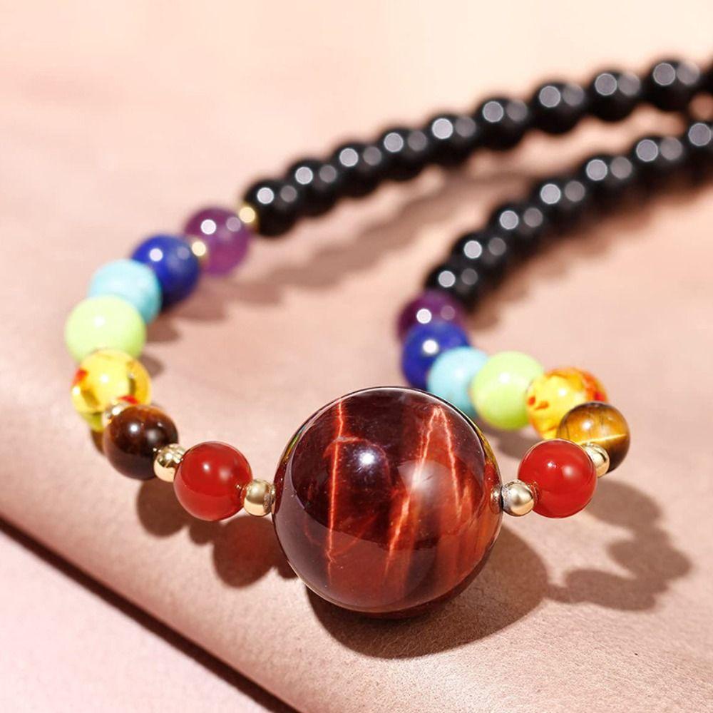 Euca Vòng cổ 7 Viên Đá chakra 7 Viên Đá yoga Cầu Nguyện reiki lymphatic Làm Quà Tặng Sáng Tạo Cho Nữ