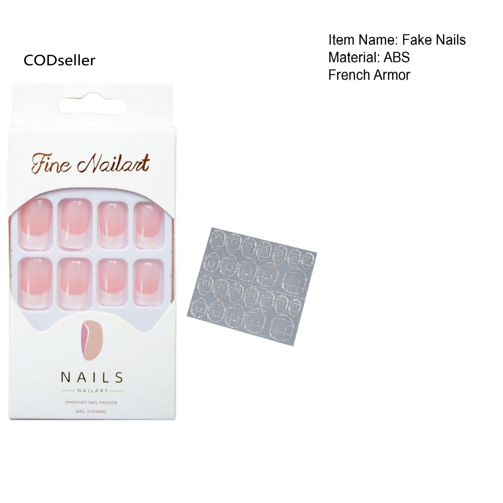 Bộ 24 Móng Tay Giả Hình Vuông Có Keo Nối Ngắn Bóng Tự Nhiên Cho Nữ Và Gia Đình