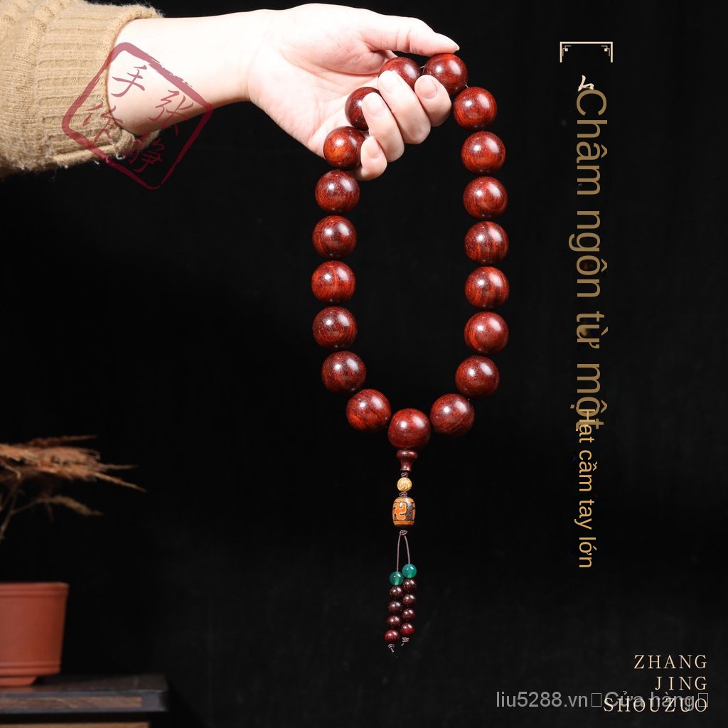 Chuỗi Hạt Phật Giáo Cầm Tay Bằng Gỗ Đàn Hương Màu Đỏ Tám Phúc