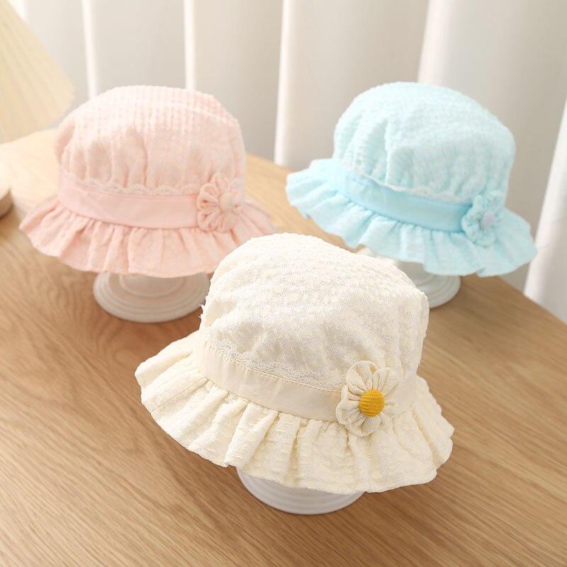 Nón Tai Bèo Bằng cotton Họa Tiết Hoa Xinh Xắn Dành Cho Bé Gái 0-8 Tháng Tuổi