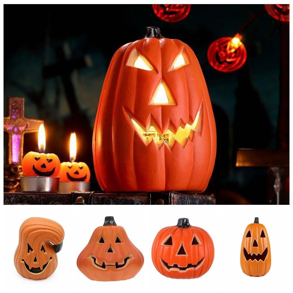 Đèn led Bí Ngô Bằng Nhựa Thủ Công Trang Trí halloween