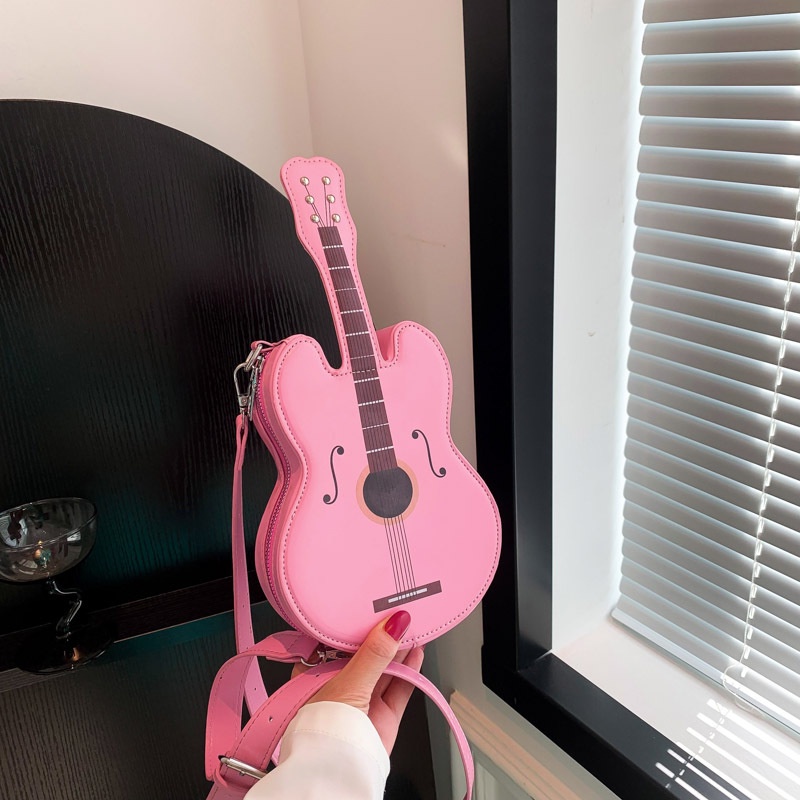Túi Đeo Chéo Ngực Phong Cách Phương Tây In Họa Tiết Đàn guitar Vui Nhộn Thời Trang Cho Nữ