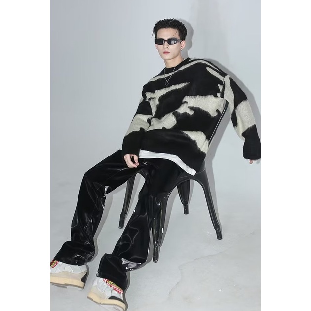 Áo sweater Dáng Rộng Họa Tiết Kẻ Sọc Phong Cách Nhật Bản Thời Trang Cao Cấp Cho Nam