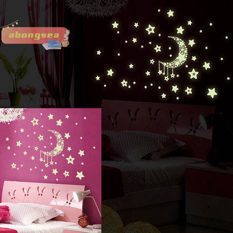 Đề Can Dán Trần Nhà Dạ Quang Phát Sáng Trong Bóng Tối Hình Trăng Sao Cho Phòng Ngủ Trẻ Em