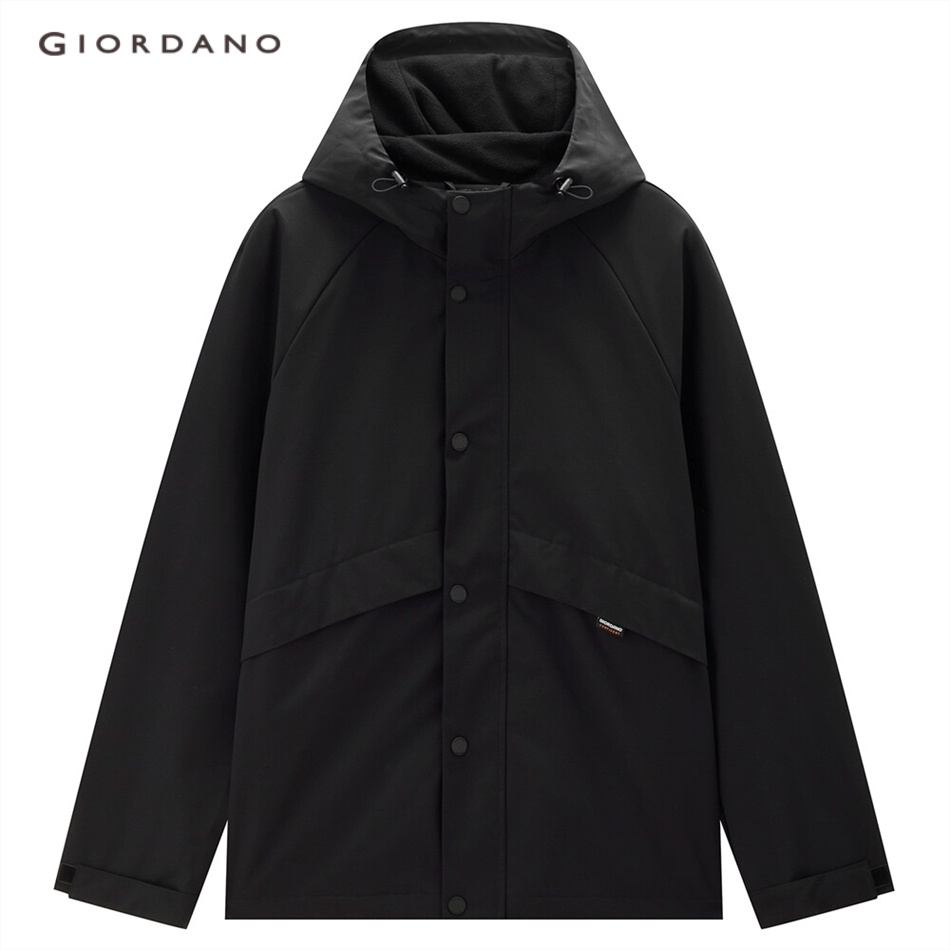 GIORDANO MEN Fleece-lined loose hooded windbreaker 01073670
