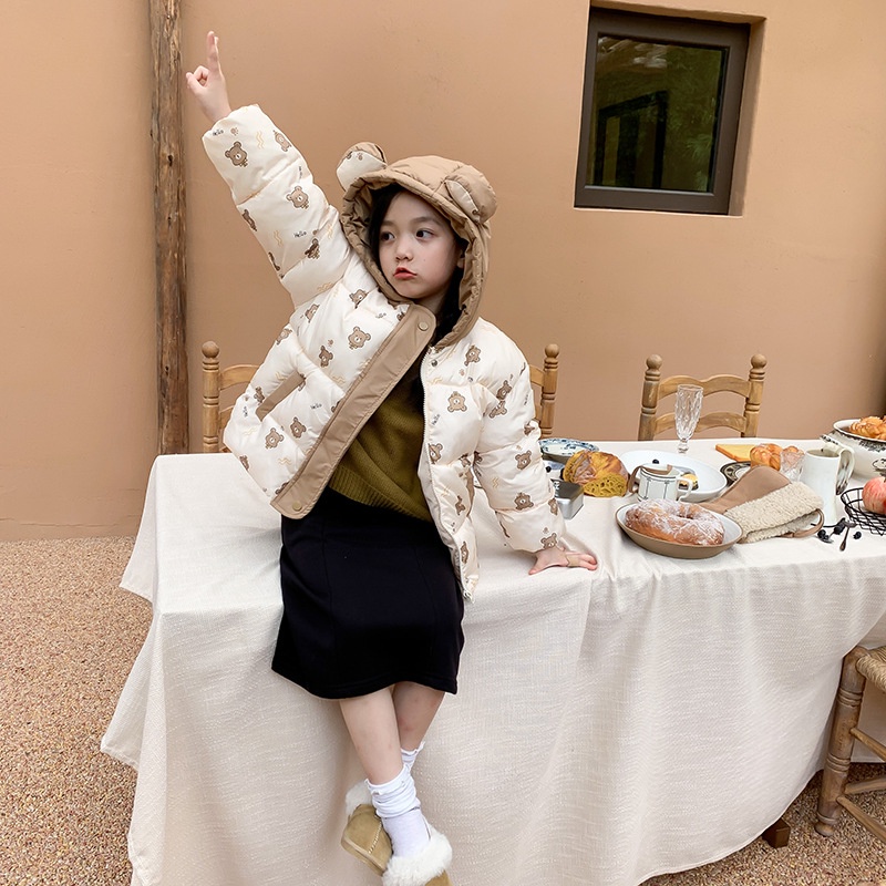 Áo khoác đệm bông trẻ em Áo khoác ấm áp Áo khoác đệm bông khóa màu Áo khoác lót bông cho bé trai và bé gái Áo khoác lót bông