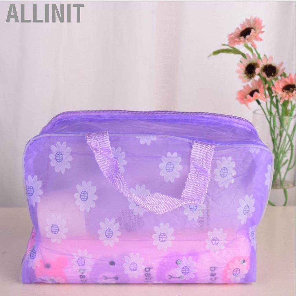 Allinit Cosmetic Bag PVC Transparent Zippered Toiletry Carry Pouch for Bath Supplies