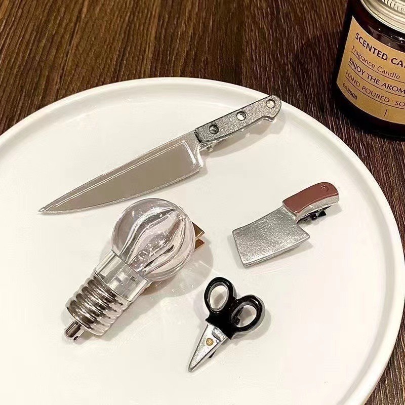 Papaozhu Kẹp Tóc Hình Kéo / Bóng Đèn led Nhỏ Dễ Thương Vui Nhộn Phong Cách Hàn Quốc Dành Cho Bạn Nữ / Trẻ Em