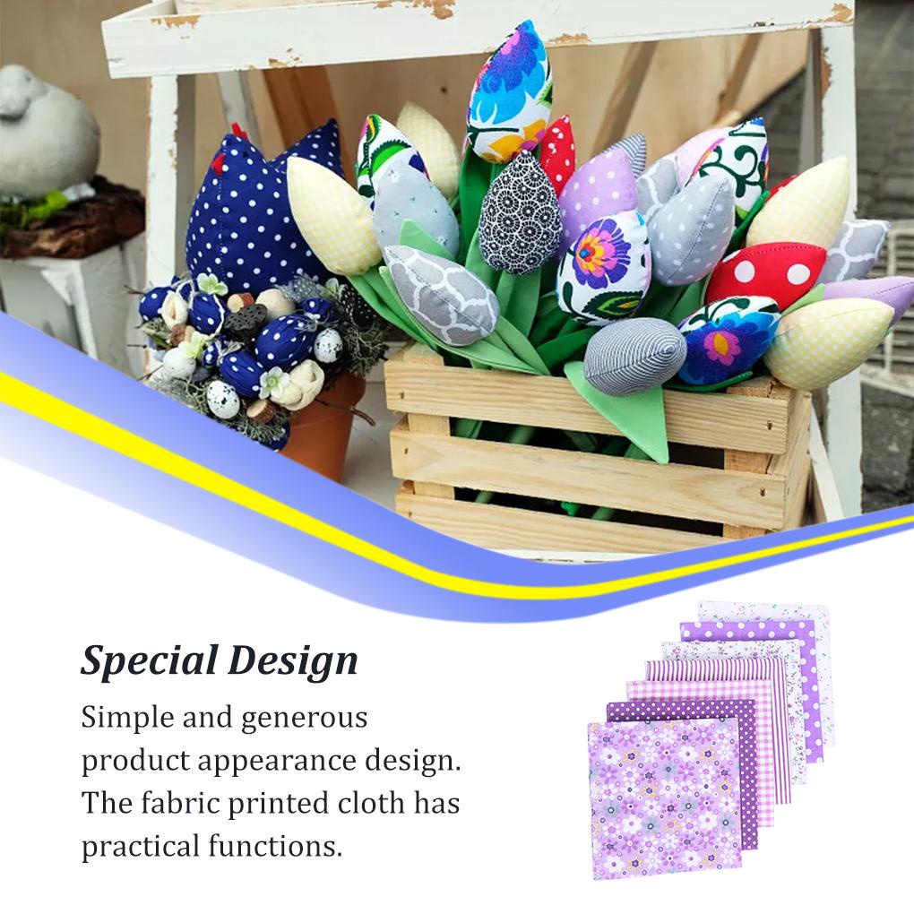 Bộ 7 Tấm Vải May Vá Thủ Công Họa Tiết Hoa Dành Cho Làm Đồ Thủ Công