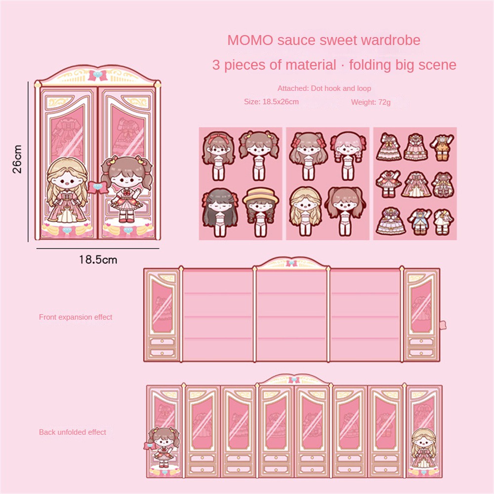 MOMO Sauce Dress Tủ quần áo Sách yên tĩnh Handmade DIY Sticker Book cho trẻ em Sách Doudou giải nén Sách hướng dẫn Guka Chất liệu ღ Giá thấp nhất