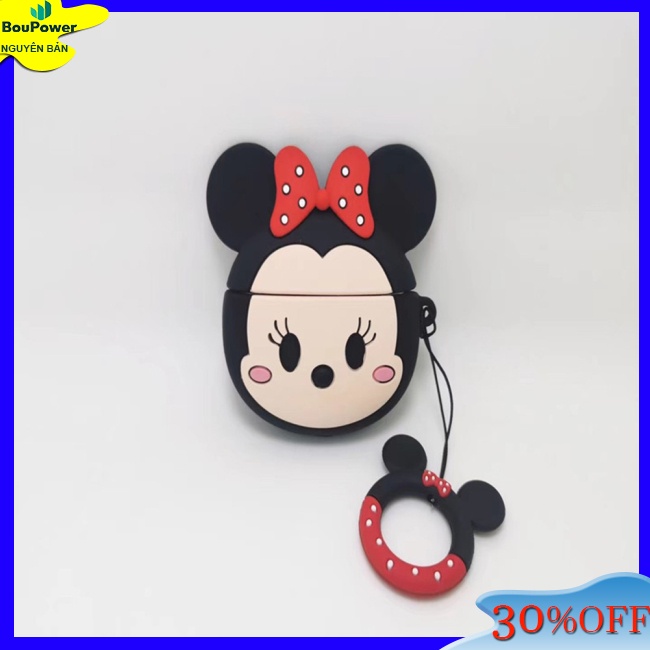 Boupower Vỏ Bảo Vệ Hộp Sạc Tai Nghe bluetooth Bằng Silicon Họa Tiết Hoạt Hình mickey minnie stitch Dễ Thương