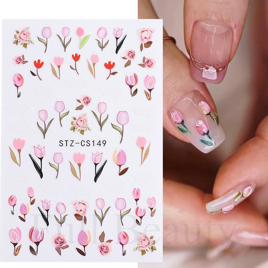 Mới Nhãn Dán Móng Tay Tự Dính Họa Tiết Hoa Cúc / Dâu Tây / Đào Nhiều Màu Sắc Phong Cách Mùa Hè