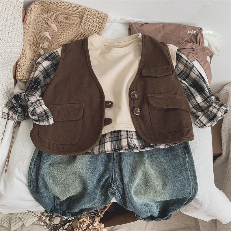 Quần Jean Dài Dáng Rộng Phong Cách retro Hàn Quốc Thời Trang Mùa Thu Dành Cho Bé Trai Và Bé Gái